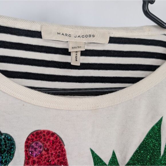 Marc Jacobs Black and White Striped Top with Colorful Embellishments - Picture 5 of 6